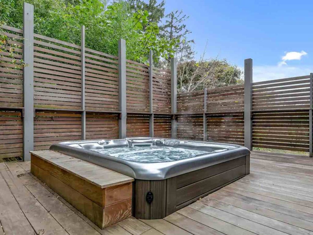 hot tub set in deck asheville nc cabin